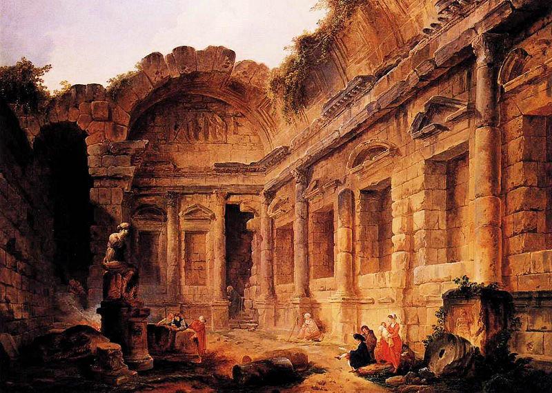 Hubert Robert Dimensions and material of painting oil painting picture
